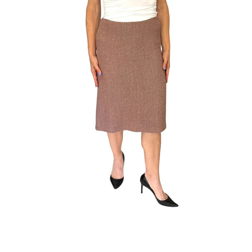 MOSCHINO PINK MAUVE WOOL KNIT TWEED FISHTAIL BACK PLEAT SKIRT SZ 6 NWT $670